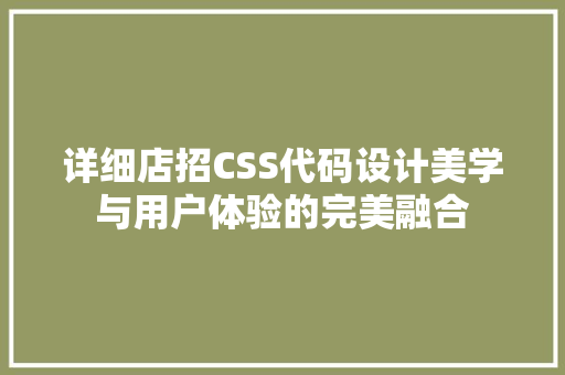 详细店招CSS代码设计美学与用户体验的完美融合 服务器/数据库