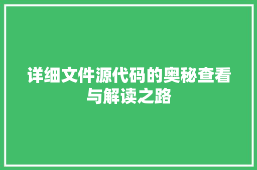 详细文件源代码的奥秘查看与解读之路