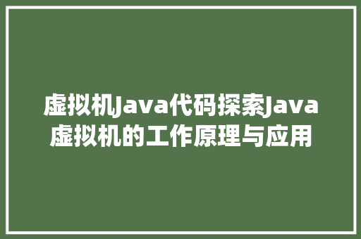 虚拟机Java代码探索Java虚拟机的工作原理与应用