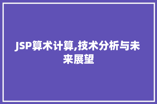 JSP算术计算,技术分析与未来展望