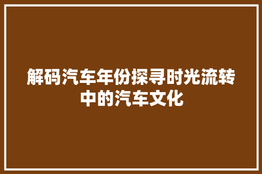 解码汽车年份探寻时光流转中的汽车文化 WordPress教程