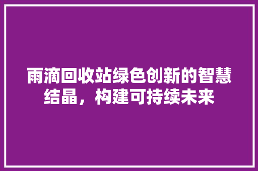 雨滴回收站绿色创新的智慧结晶，构建可持续未来
