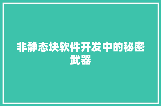非静态块软件开发中的秘密武器