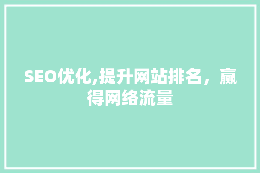SEO优化,提升网站排名，赢得网络流量