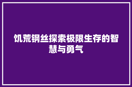 饥荒钢丝探索极限生存的智慧与勇气 WordPress教程
