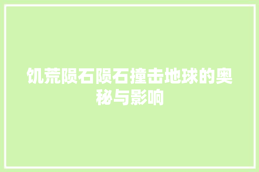 饥荒陨石陨石撞击地球的奥秘与影响 WordPress教程