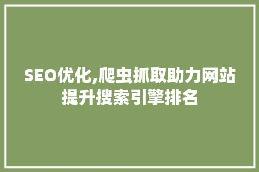 SEO优化,爬虫抓取助力网站提升搜索引擎排名 SEO优化,爬虫抓取助力网站提升搜索引擎排名 Web前端