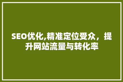 SEO优化,精准定位受众，提升网站流量与转化率 SEO优化,精准定位受众，提升网站流量与转化率 建站教程