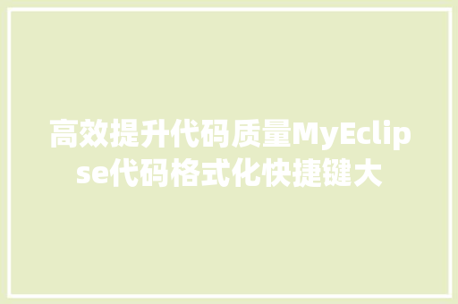 高效提升代码质量MyEclipse代码格式化快捷键大 SEO教程