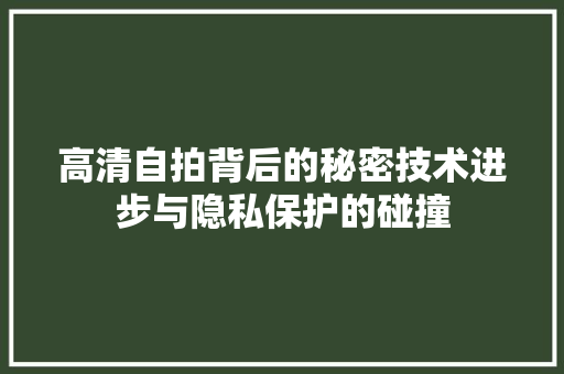 高清自拍背后的秘密技术进步与隐私保护的碰撞