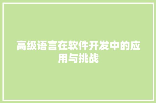 高级语言在软件开发中的应用与挑战