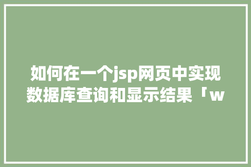 如何在一个jsp网页中实现数据库查询和显示结果「web项目查询数据库慢怎么回事」 WordPress教程
