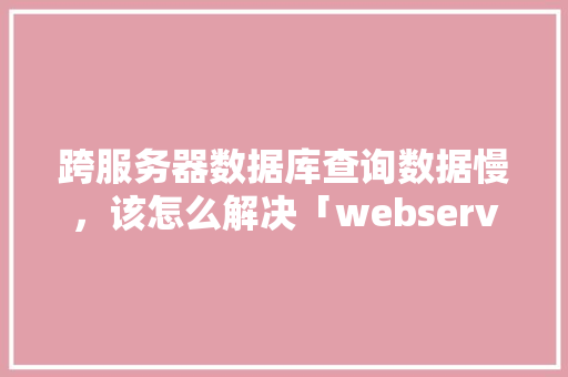 跨服务器数据库查询数据慢，该怎么解决「webservice读取数据库」 WordPress教程