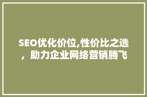 SEO优化价位,性价比之选，助力企业网络营销腾飞