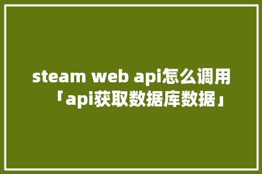 steam web api怎么调用「api获取数据库数据」 WordPress教程