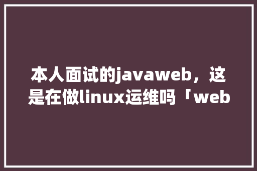 本人面试的javaweb，这是在做linux运维吗「web数据库系统」 服务器/数据库