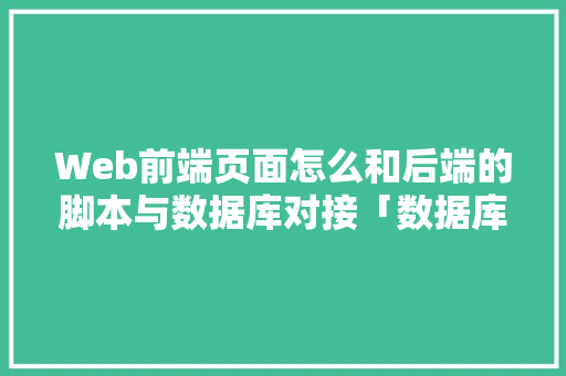 Web前端页面怎么和后端的脚本与数据库对接「数据库与web关系是什么」 建站教程