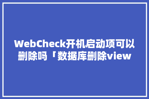 WebCheck开机启动项可以删除吗「数据库删除view」