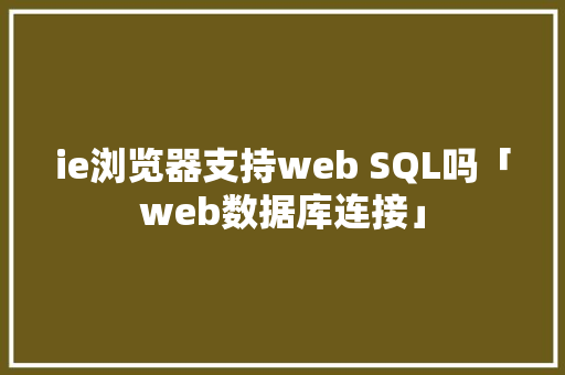 ie浏览器支持web SQL吗「web数据库连接」