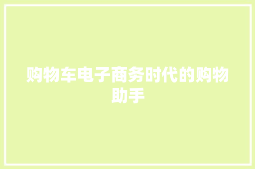 购物车电子商务时代的购物助手