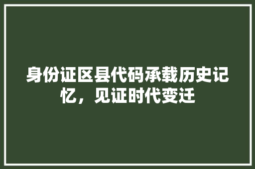 身份证区县代码承载历史记忆，见证时代变迁 Web前端