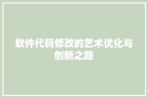 软件代码修改的艺术优化与创新之路