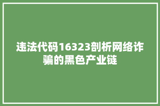 违法代码16323剖析网络诈骗的黑色产业链