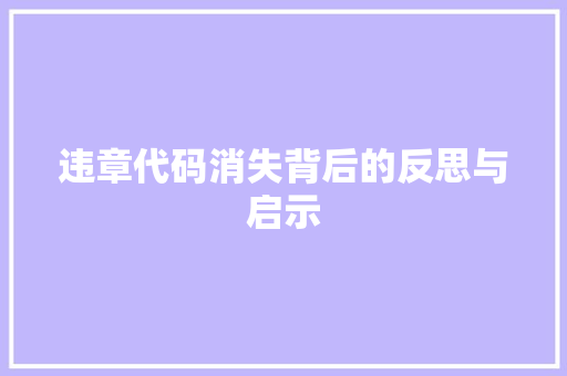 违章代码消失背后的反思与启示