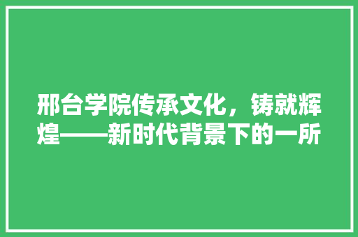 邢台学院传承文化，铸就辉煌——新时代背景下的一所优秀高等学府 建站教程