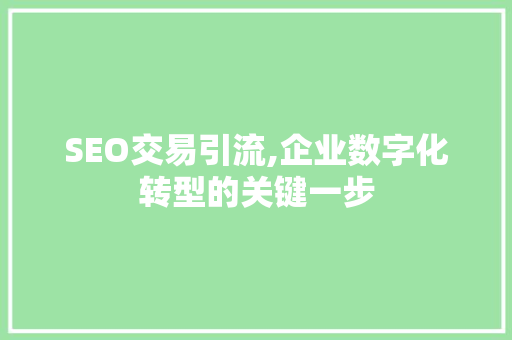 SEO交易引流,企业数字化转型的关键一步