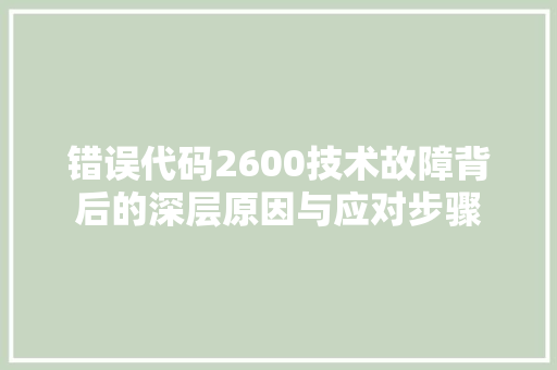 错误代码2600技术故障背后的深层原因与应对步骤 WordPress教程