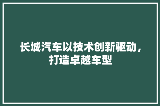 长城汽车以技术创新驱动，打造卓越车型 友链在线
