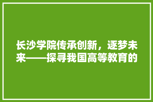 长沙学院传承创新，逐梦未来——探寻我国高等教育的新星——以志愿代码为例