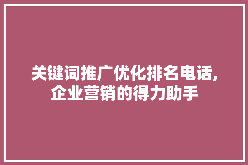 关键词推广优化排名电话,企业营销的得力助手