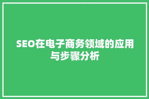 SEO在电子商务领域的应用与步骤分析