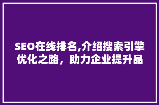 SEO在线排名,介绍搜索引擎优化之路，助力企业提升品牌影响力