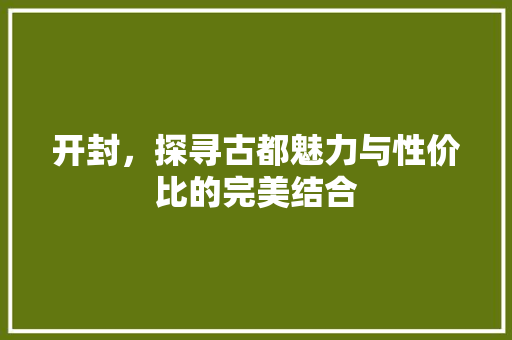 开封，探寻古都魅力与性价比的完美结合
