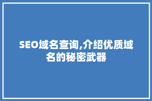 SEO域名查询,介绍优质域名的秘密武器