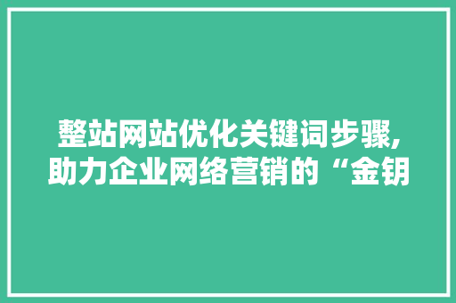 整站网站优化关键词步骤,助力企业网络营销的“金钥匙” WordPress教程