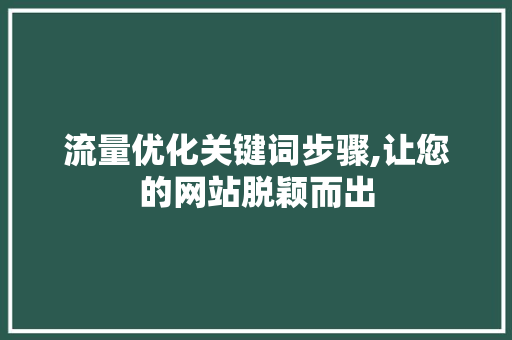 流量优化关键词步骤,让您的网站脱颖而出