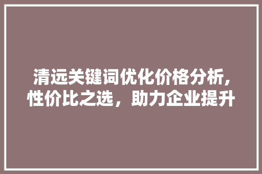 清远关键词优化价格分析,性价比之选，助力企业提升网络竞争力