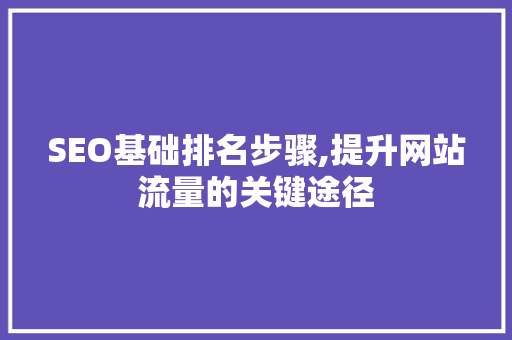 SEO基础排名步骤,提升网站流量的关键途径