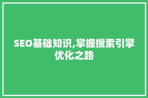 SEO基础知识,掌握搜索引擎优化之路