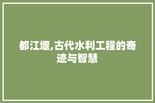 都江堰,古代水利工程的奇迹与智慧