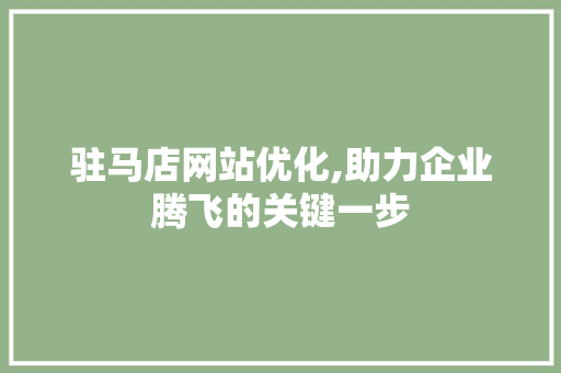 驻马店网站优化,助力企业腾飞的关键一步 友链在线