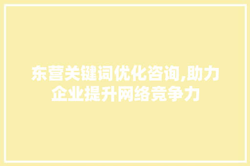 东营关键词优化咨询,助力企业提升网络竞争力