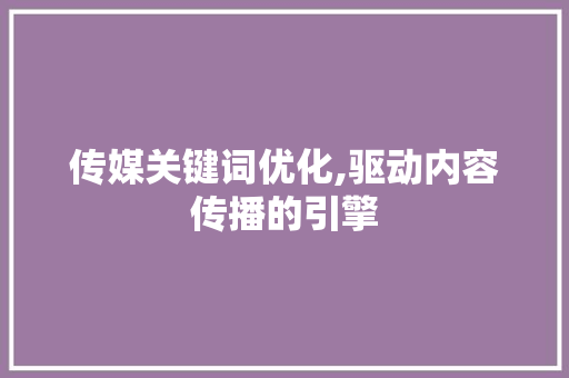 传媒关键词优化,驱动内容传播的引擎
