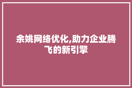 余姚网络优化,助力企业腾飞的新引擎