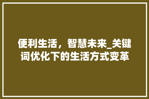 便利生活，智慧未来_关键词优化下的生活方式变革