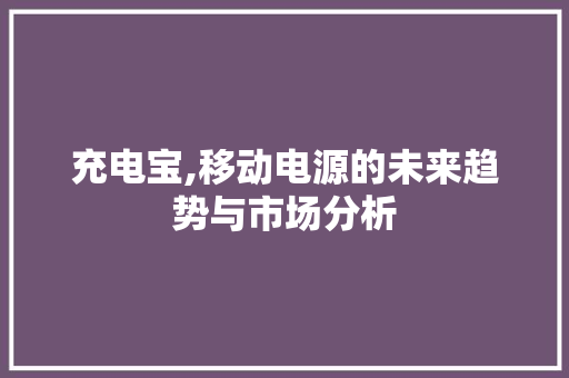 充电宝,移动电源的未来趋势与市场分析